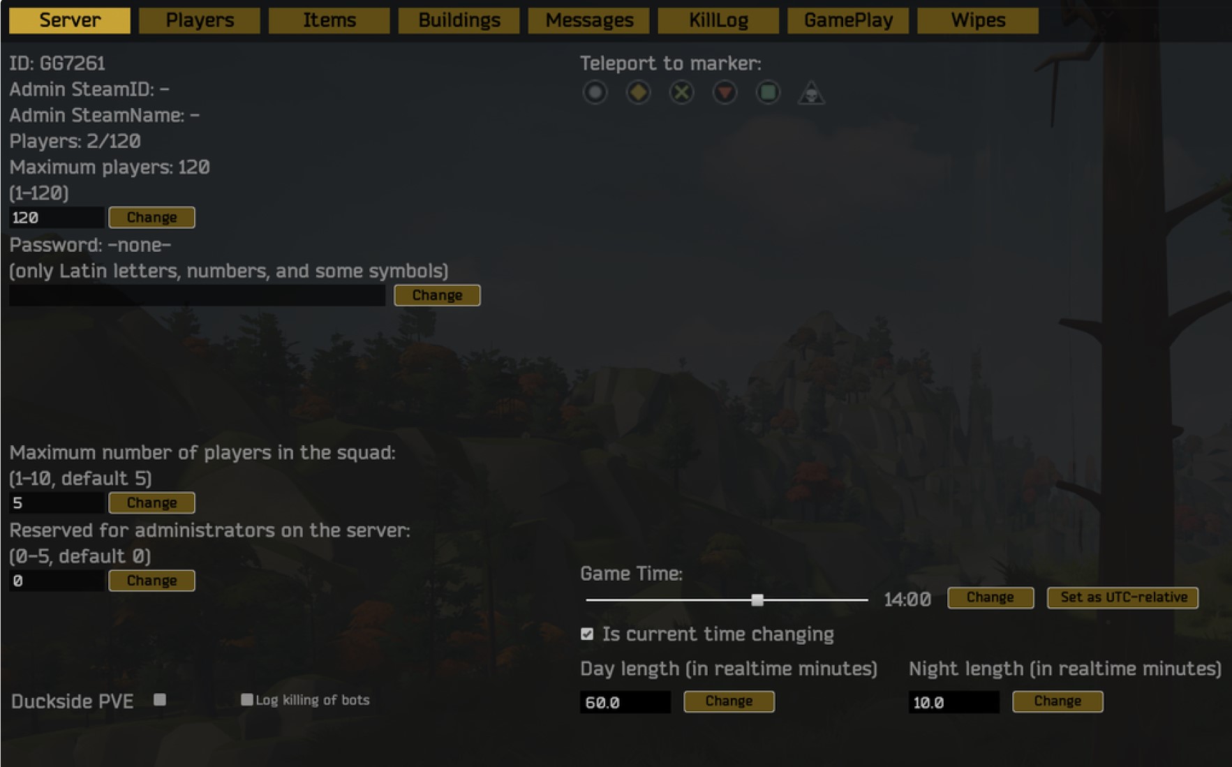 Duckside Admin Menu