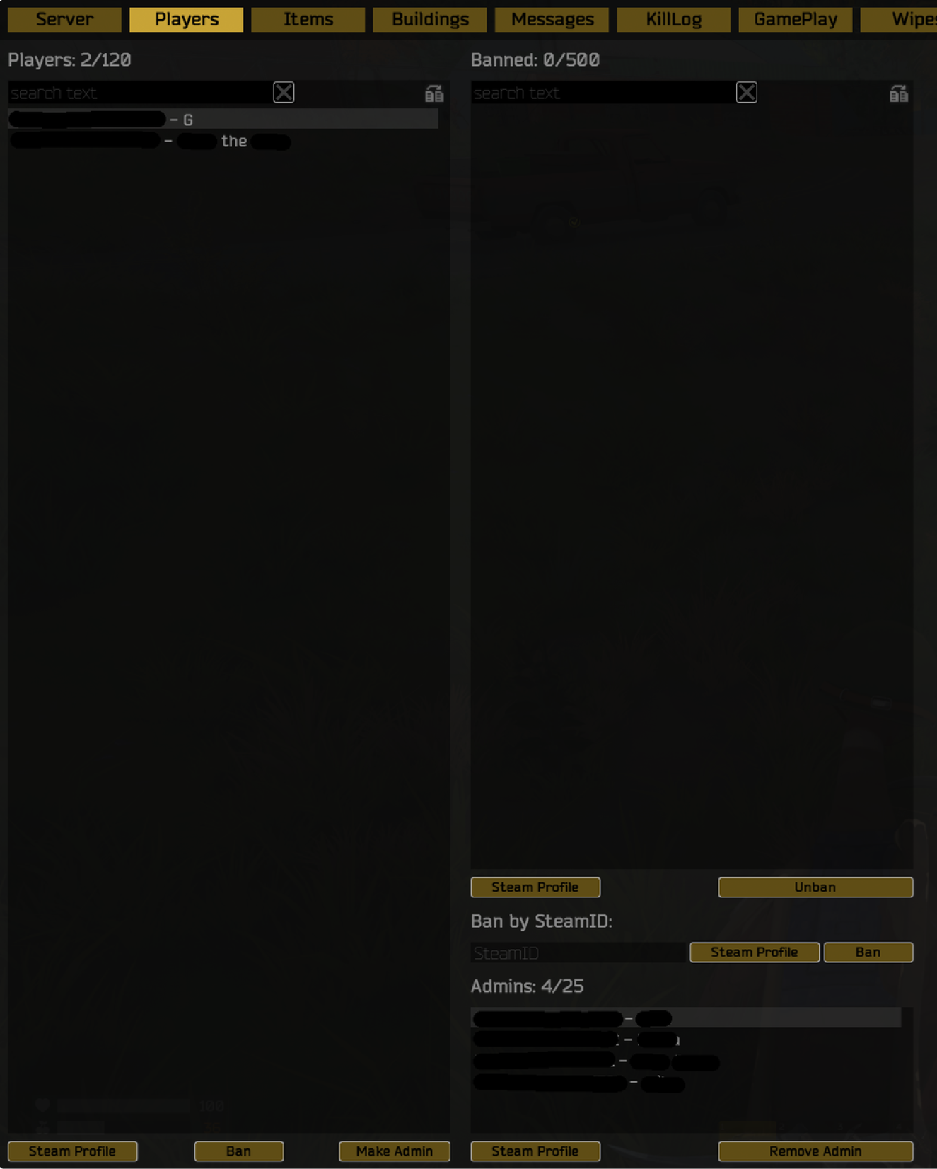 Duckside Admin Player List