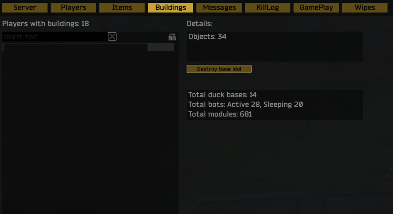 Duckside Server Building Settings